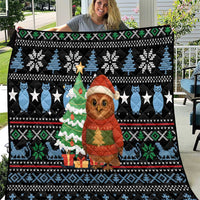 Micronesia Christmas Quilt with Santa Owl Christmas Tree Gifts and Snowflake - Wonder Print Shop