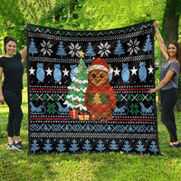 Micronesia Christmas Quilt with Santa Owl Christmas Tree Gifts and Snowflake - Wonder Print Shop
