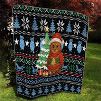 Micronesia Christmas Quilt with Santa Owl Christmas Tree Gifts and Snowflake - Wonder Print Shop