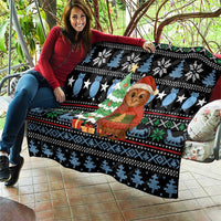 Micronesia Christmas Quilt with Santa Owl Christmas Tree Gifts and Snowflake - Wonder Print Shop