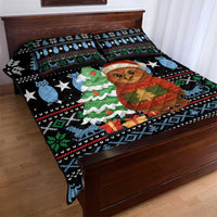 Micronesia Christmas Quilt Bed Set with Santa Owl Christmas Tree Gifts and Snowflake - Wonder Print Shop