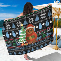 Micronesia Christmas Sarong with Santa Owl Christmas Tree Gifts and Snowflake - Wonder Print Shop