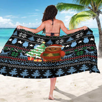 Micronesia Christmas Sarong with Santa Owl Christmas Tree Gifts and Snowflake - Wonder Print Shop