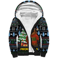 Micronesia Christmas Sherpa Hoodie with Santa Owl Christmas Tree Gifts and Snowflake - Wonder Print Shop