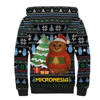 Micronesia Christmas Sherpa Hoodie with Santa Owl Christmas Tree Gifts and Snowflake - Wonder Print Shop