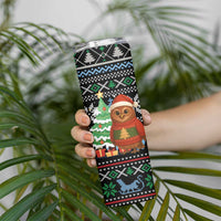 Micronesia Christmas Skinny Tumbler with Santa Owl Christmas Tree Gifts and Snowflake - Wonder Print Shop