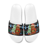 Micronesia Christmas Slide Sandals with Santa Owl Christmas Tree Gifts and Snowflake - Wonder Print Shop