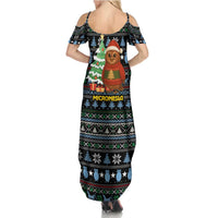 Micronesia Christmas Summer Maxi Dress with Santa Owl Christmas Tree Gifts and Snowflake - Wonder Print Shop