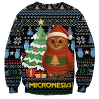 Micronesia Christmas Sweatshirt with Santa Owl Christmas Tree Gifts and Snowflake - Wonder Print Shop