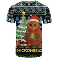 Micronesia Christmas T Shirt with Santa Owl Christmas Tree Gifts and Snowflake - Wonder Print Shop