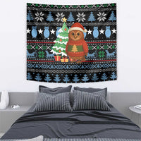 Micronesia Christmas Tapestry with Santa Owl Christmas Tree Gifts and Snowflake - Wonder Print Shop