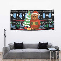 Micronesia Christmas Tapestry with Santa Owl Christmas Tree Gifts and Snowflake - Wonder Print Shop