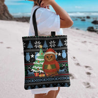 Micronesia Christmas Tote Bag with Santa Owl Christmas Tree Gifts and Snowflake - Wonder Print Shop