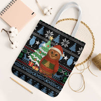 Micronesia Christmas Tote Bag with Santa Owl Christmas Tree Gifts and Snowflake - Wonder Print Shop