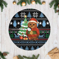 Micronesia Christmas Tree Skirt with Santa Owl Christmas Tree Gifts and Snowflake - Wonder Print Shop