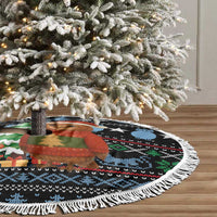Micronesia Christmas Tree Skirt with Santa Owl Christmas Tree Gifts and Snowflake - Wonder Print Shop