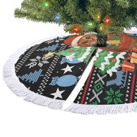 Micronesia Christmas Tree Skirt with Santa Owl Christmas Tree Gifts and Snowflake - Wonder Print Shop