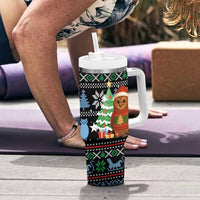 Micronesia Christmas Tumbler With Handle with Santa Owl Christmas Tree Gifts and Snowflake - Wonder Print Shop