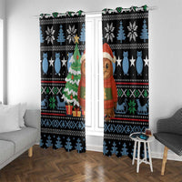 Micronesia Christmas Window Curtain with Santa Owl Christmas Tree Gifts and Snowflake - Wonder Print Shop
