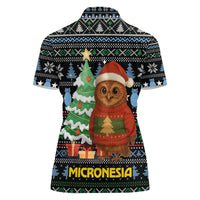 Micronesia Christmas Women Polo Shirt with Santa Owl Christmas Tree Gifts and Snowflake - Wonder Print Shop