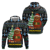 Micronesia Christmas Zip Hoodie with Santa Owl Christmas Tree Gifts and Snowflake - Wonder Print Shop