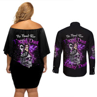 I've Got B Dust Couples Matching Off Shoulder Short Dress and Long Sleeve Button Shirt - Wonder Print Shop