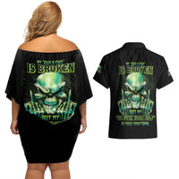 My Give A F Madly Skull Couples Matching Off Shoulder Short Dress and Hawaiian Shirt - Wonder Print Shop
