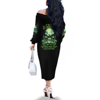 My Give A F Madly Skull Family Matching Off Shoulder Long Sleeve Dress and Hawaiian Shirt - Wonder Print Shop