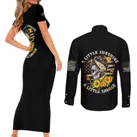 A Little Sunshine A Little Savage Skull Couples Matching Short Sleeve Bodycon Dress and Long Sleeve Button Shirt - Wonder Print Shop