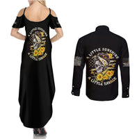 A Little Sunshine A Little Savage Skull Couples Matching Summer Maxi Dress and Long Sleeve Button Shirt - Wonder Print Shop