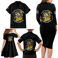 A Little Sunshine A Little Savage Skull Family Matching Long Sleeve Bodycon Dress and Hawaiian Shirt - Wonder Print Shop