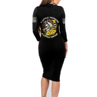 A Little Sunshine A Little Savage Skull Family Matching Long Sleeve Bodycon Dress and Hawaiian Shirt - Wonder Print Shop