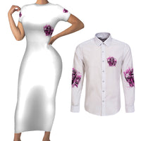 Always A Strong Women Skull Couples Matching Short Sleeve Bodycon Dress and Long Sleeve Button Shirt - Wonder Print Shop