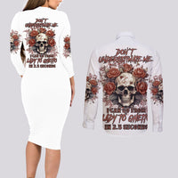 Don't Underestimate Me Couples Matching Long Sleeve Bodycon Dress and Long Sleeve Button Shirt - Wonder Print Shop