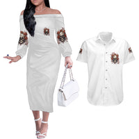 Don't Underestimate Me Couples Matching Off The Shoulder Long Sleeve Dress and Hawaiian Shirt - Wonder Print Shop