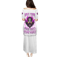 Walk Away Fire Eyes Skull Family Matching Puletasi Dress and Hawaiian Shirt - Wonder Print Shop