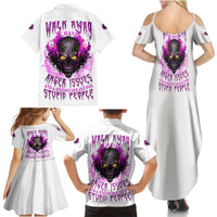 Walk Away Fire Eyes Skull Family Matching Summer Maxi Dress and Hawaiian Shirt - Wonder Print Shop