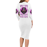 Walk Away Fire Eyes Skull Long Sleeve Bodycon Dress - Wonder Print Shop
