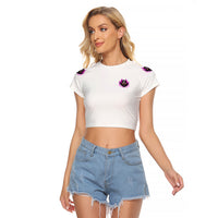 Walk Away Fire Eyes Skull Raglan Cropped T Shirt - Wonder Print Shop