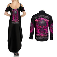 My Give A F Is Broken Couples Matching Summer Maxi Dress and Long Sleeve Button Shirt - Wonder Print Shop