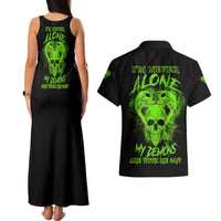 I'm Never Alone Skull Demon Couples Matching Tank Maxi Dress and Hawaiian Shirt - Wonder Print Shop