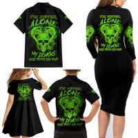 I'm Never Alone Skull Demon Family Matching Long Sleeve Bodycon Dress and Hawaiian Shirt - Wonder Print Shop