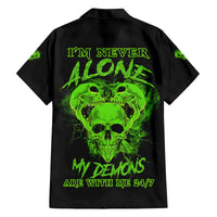I'm Never Alone Skull Demon Family Matching Off Shoulder Long Sleeve Dress and Hawaiian Shirt - Wonder Print Shop