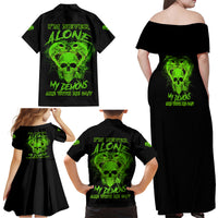 I'm Never Alone Skull Demon Family Matching Off Shoulder Maxi Dress and Hawaiian Shirt - Wonder Print Shop
