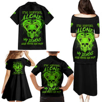 I'm Never Alone Skull Demon Family Matching Puletasi Dress and Hawaiian Shirt - Wonder Print Shop