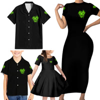 I'm Never Alone Skull Demon Family Matching Short Sleeve Bodycon Dress and Hawaiian Shirt - Wonder Print Shop