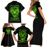I'm Never Alone Skull Demon Family Matching Short Sleeve Bodycon Dress and Hawaiian Shirt - Wonder Print Shop