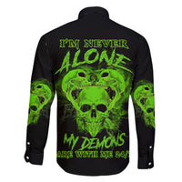 I'm Never Alone Skull Demon Family Matching Short Sleeve Bodycon Dress and Hawaiian Shirt - Wonder Print Shop
