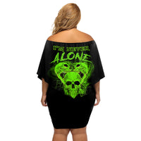 I'm Never Alone Skull Demon Off Shoulder Short Dress - Wonder Print Shop