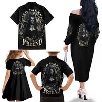 Hello Darkness My Old Friend Halloween Witch Family Matching Off Shoulder Long Sleeve Dress and Hawaiian Shirt - Wonder Print Shop